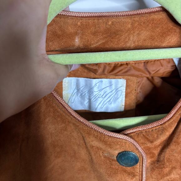 Lord & Taylor Camel Vintage Suede Leather Jacket Sz 10 - Picture 6 of 15